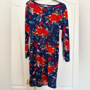 LuLaRoe Floral Debbie Long Sleeve Dress - Red and Purple